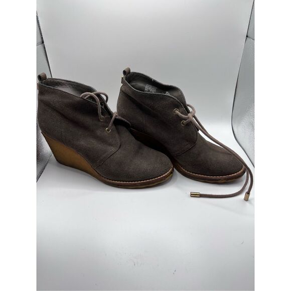 Tory Burch Women's Brown Lace‎ Up Wedge Ankle Boots Size US 8 - Picture 1 of 5